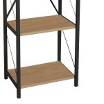 Βιβλιοθήκη Glase pakoworld oak μελαμίνης-μαύρο μέταλλο 40x30x150εκ - Image 3