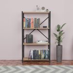 Βιβλιοθήκη Jackrey pakoworld oak μελαμίνης-μαύρο μέταλλο 60x30x114εκ - Image 2