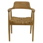 Πολυθρόνα Denverone pakoworld φυσικό teak ξύλο και ψάθα 57x54x79εκ - Image 5