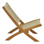 Πολυθρόνα Seeal pakoworld πτυσσόμενη teak ξύλο και pe σχοινί σε φυσκή απόχρωση 61x76x72εκ - Image 4