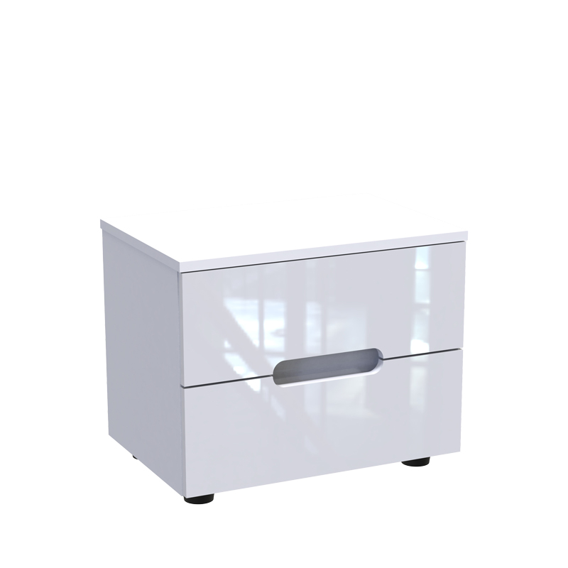 361-000019 Κομοδίνο Afina pakoworld mdf σε λευκή glossy απόχρωση 50x35x41εκ - Image 1
