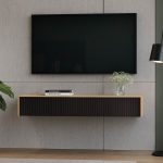 Κονσόλα με 2 συρτάρια Doha pakoworld mdf σε μαύρη με oak απόχρωση 120x41x20cm - Image 2