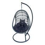 Κούνια φωλιά με βάση Cungo pakoworld μέταλλο - pe rattan σε γκρι απόχρωση 125x105x195εκ - Image 3