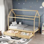 Παιδικό κρεβάτι Mellin τ. Montessori με 2 συρτάρια pakoworld ξύλο πεύκου σε φυσική απόχρωση 90x190εκ