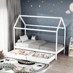 Παιδικό κρεβάτι Mellin τ. Montessori με 2 συρτάρια pakoworld ξύλο πεύκου σε λευκή απόχρωση 90x190εκ