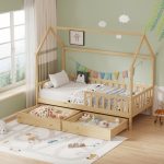 Παιδικό κρεβάτι Piccolo τ. Montessori με 2 συρτάρια pakoworld ξύλο πεύκου σε φυσική απόχρωση 90x190εκ