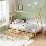 Παιδικό κρεβάτι Lalitto τ. Montessori με 2 συρτάρια pakoworld ξύλο πεύκου σε φυσική απόχρωση 90x190εκ
