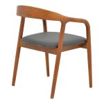 Πολυθρόνα Hogie pakoworld rubberwood καρυδί- μαύρο pu μαξιλάρι 61x60x76εκ - Image 3