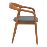Πολυθρόνα Hogie pakoworld rubberwood καρυδί- μαύρο pu μαξιλάρι 61x60x76εκ - Image 4