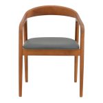 Πολυθρόνα Hogie pakoworld rubberwood καρυδί- μαύρο pu μαξιλάρι 61x60x76εκ - Image 5