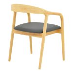 Πολυθρόνα Hogie pakoworld rubberwood σε φυσική απόχρωση με μαύρο pu μαξιλάρι 61x60x76εκ - Image 3