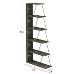 ΒΙΒΛΙΟΘΗΚΗ ΜΙΝΙ TARS HM2241.13 OLIVE GREY ME ΜΑΥΡΕΣ ΒΕΡΓΕΣ 65x22-24x146Υεκ. - Image 2