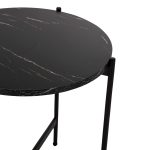 ΒΟΗΘΗΤΙΚΟ ΤΡΑΠΕΖΙ HM9589.01 MDF ΜΑΥΡΟ ΜΑΡΜΑΡΟ-ΜΑΥΡΗ ΜΕΤΑΛΛΙΚΗ ΒΑΣΗ Φ50x55Υεκ. - Image 4