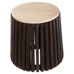 ΒΟΗΘΗΤΙΚΟ ΤΡΑΠΕΖΙ KREST HM9711 ΜΑΣΙΦ ΞΥΛΟ ΑΚΑΚΙΑΣ ΣΕ ΚΑΦΕ-ΤΡΑΒΕΡΤΙΝA Φ50x50Υεκ. - Image 3