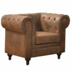 CHESTERFIELD York Πολυθρόνα Σαλονιού - Καθιστικού, Ύφασμα Απόχρωση Καφέ Camel