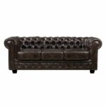 CHESTERFIELD Birmingham Καναπές 3Θέσιος Σαλονιού Καθιστικού,Δέρμα Απόχρωση Καφέ - Image 2