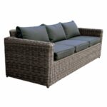 ARIZONA 3Θέσιος Καναπές Κήπου ALU, 4mm Half-Round Wicker Grey Brown, Μαξιλάρια Ανθρακί - Image 2