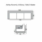 ASHLEY Καναπές Σαλονιού - Καθιστικού 3Θέσιος, Ύφασμα Μπεζ - Image 3