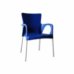 LARA Πολυθρόνα Pro Dining Στοιβαζόμενη, ALU Silver, PP - UV Protection Απόχρωση Μπλε - Image 2