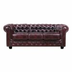 CHESTERFIELD Birmingham Καναπές 3Θέσιος Σαλονιού Καθιστικού, Δέρμα Antique Red - Image 2