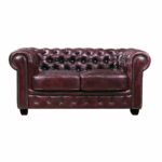 CHESTERFIELD Birmingham Καναπές 2Θέσιος Σαλονιού Καθιστικού, Δέρμα Antique Red - Image 2