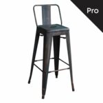 RELIX Σκαμπό Bar-Pro με Πλάτη, Μέταλλο Βαφή Antique Black - Image 2