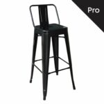 RELIX Σκαμπό Bar-Pro με Πλάτη, Μέταλλο Βαφή Μαύρο - Image 2