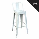 RELIX Σκαμπό Bar-Pro με Πλάτη, Μέταλλο Βαφή Antique White - Image 2