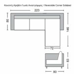 MONTREAL Καναπές - Κρεβάτι με Χώρο Αποθήκευσης, Αναστρέψιμη Γωνία, Velure Ανοιχτό Γκρι - Image 3