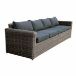 ARIZONA 4Θέσιος Καναπές Κήπου ALU, 4mm Half-Round Wicker Grey Brown, Μαξιλάρια Ανθρακί - Image 2