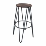 ARCO Wood Σκαμπό Bar, Μέταλλο Βαφή Μαύρο, Ξύλο Απόχρωση Dark Oak - Image 2