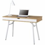 ΓΡΑΦΕΙΟ Η/Υ Μέταλλο Βαφή Άσπρο, Melamine Beech - Image 2