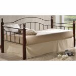 VINCENT Daybed Κρεβάτι Μονό Μέταλλο Βαφή Μαύρο, Ξύλο Καρυδί - Image 2