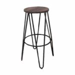ARCO Wood Σκαμπό Bar, Μέταλλο Βαφή Antique Black, Ξύλο Απόχρωση Dark Oak - Image 2