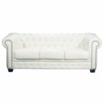CHESTERFIELD Birmingham Καναπές 3Θέσιος Σαλονιού Καθιστικού, Δέρμα Άσπρο - Image 2