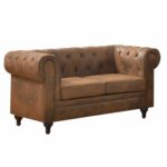 CHESTERFIELD York Kαναπές 2Θέσιος Σαλονιού - Καθιστικού, Ύφασμα Απόχρωση Καφέ Camel - Image 2