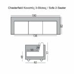 CHESTERFIELD York Kαναπές 3Θέσιος Σαλονιού - Καθιστικού, Ύφασμα Απόχρωση Καφέ Camel - Image 3