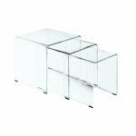 GLASSER Set 3  Βοηθητικά Τραπεζάκια, Διάφανο Γυαλί 10m - Image 2