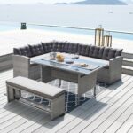 CENTER Set Σαλόνι Καθιστικό - Τραπεζαρία Κήπου 9-θέσεων, Μέταλλο-Wicker Γκρι+ Μαξιλάρια - Image 6