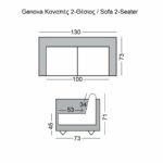 GENOVA Καναπές Σαλονιού Καθιστικού 2Θέσιος, Inox - Pu Άσπρο - Image 3