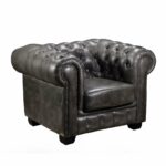 CHESTERFIELD Birmingham Πολυθρόνα Σαλονιού Καθιστικού, Δέρμα Antique Grey - Image 2