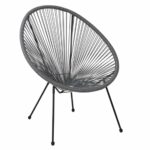 ACAPULCO Πολυθρόνα Μέταλλο Βαφή Μαύρο, Rattan Γκρι - Image 2