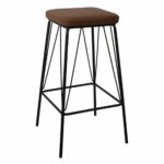 PANTON Σκαμπό BAR, Μέταλλο Βαφή Μαύρο, PU Απόχρωση Vintage Brown - Image 2