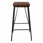 PANTON Σκαμπό BAR, Μέταλλο Βαφή Μαύρο, PU Απόχρωση Vintage Brown - Image 4