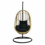 SALSA Κρεμαστή Πολυθρόνα, Wicker Φυσικό, Μέταλλο Βαφή Μαύρο, Μαξιλάρι Μαύρο - Image 2
