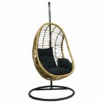 SALSA Κρεμαστή Πολυθρόνα, Wicker Φυσικό, Μέταλλο Βαφή Μαύρο, Μαξιλάρι Μαύρο - Image 3