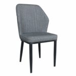 DELUX Καρέκλα Μέταλλο Βαφή Μαύρο, Linen PU Ανθρακί - Image 2