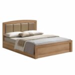 CALIBER Κρεβάτι Διπλό για Στρώμα 160x200cm, Απόχρωση Sonoma Oak, Κεφαλάρι Pu Μπεζ - Image 2