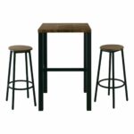 MAYER Set Bar Τραπέζι + 2 Σκαμπό Μέταλλο Βαφή Ανθρακί - Antique Brown - Image 2