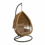 SALSA TROPIC Κρεμαστή Πολυθρόνα, Wicker Φυσικό, Μέταλλο Brown, Μαξιλάρι Μπεζ - Image 2